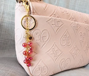 GOLD & SCHILLERND ROT PERLEN TASCHENANHÄNGER PERSONALISIERT BUCHSTABE B HANDTASCHENANHÄNGER - Bild 1 von 5