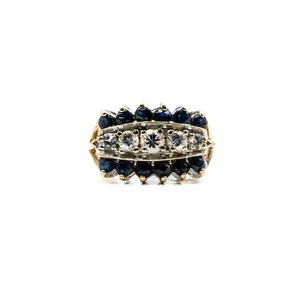Bague or 18k Saphir bleu et blanc 5.61grs - no 52 - Bijoux occasion - Imagen 1 de 3