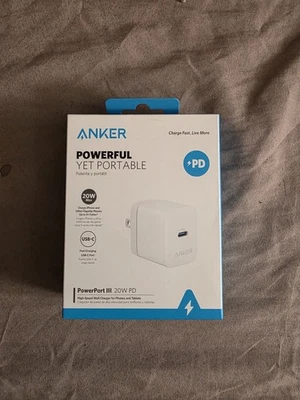 Cargador de pared Anker PowerPort III 20W USB-C suministro de energía - blanco Foto 1 de 4