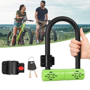 Lucchetto a U per Bicicletta Resistente Acciaio Lucchetto Bici Antifurto con Telaio Lucchetto Verde - Foto 1 di 14