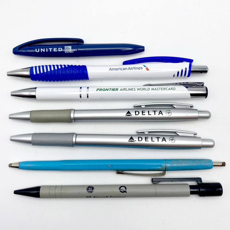 Lote de 6 bolígrafos de aerolínea - United - Frontier - Piamonte - American - Delta + Foto 1 de 1