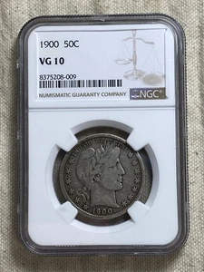 1900 Barber Half Dollar 50c NGC VG10 Nice Original Type Coin - Picture 1 of 8