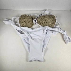 Shein White 2 Piece Triangle Bikini Womens Size Medium - Picture 1 of 1