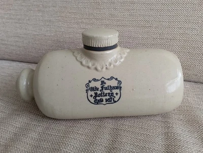 ANTIQUE YE OLDE FULHAM BOOTS BRANDED STONEWARE POTTERY BED WARMER FOOT WARMER - Image 1 of 4