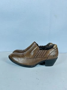 Born Rissa Brown Leather Western Mid Heel Elastic Side Slip On Womens Shoe 9 - Picture 1 of 16