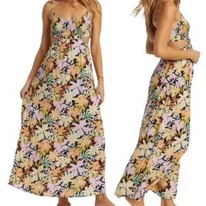 New Billabong True Desire Women's Maxi Dress Cutout Smocked Floral Size M - Picture 1 of 14