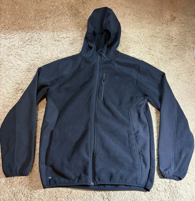 Reebok Jacket Men Medium Black Full Zipper Pockets Hooded Fleece Outdoor - Image 1 of 4