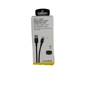 Scosche 1 ft Strikeline Premium USB to Type-C Braided Charging Cable (CAB1-SP) - Zdjęcie 1 z 2