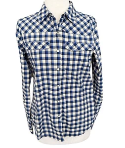 Stio Womens Eddy Shirt Long Sleeve Performance Pearl Snap Button Gingham Medium - Picture 1 of 8