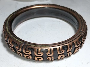 Vintage griechischer Schlüssel Kupfer schwarz Emaille Armreif Armband selten Mid Century Fundbasis - Bild 1 von 7