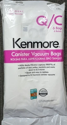 Bolsas de vacío Kenmore 53292 estilo Q/C bote paquete de 6 HEPA reemplaza 50557 50558 Foto 1 de 2