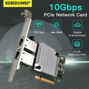 10Gbps PCIE To RJ45 Network Card X540-T2 Gigabit Ethernet PCI Double Port Expres - Picture 1 of 8