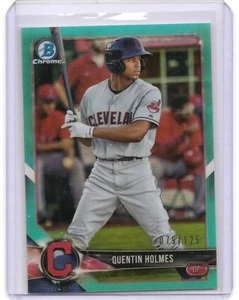2018 Bowman Chrome Quentin Holmes Aqua Refractor Card /125 Cleveland Indians - Picture 1 of 2
