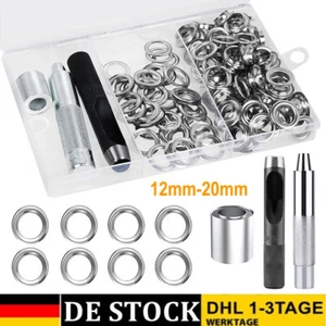 100X Ösen Planenöse 12-20mm Ösenstempel Locheisen Ösenzange Zange Öse DIY Satz - Bild 1 von 11