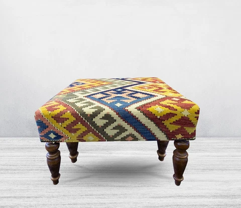 Footstool,Stool,Furniture, Kilim Covered Bench,Decorative Bench, Ottoman Bench Cover