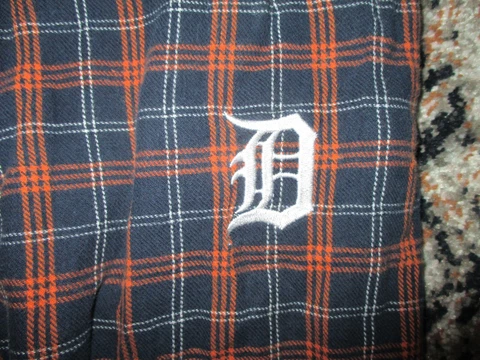 DETROIT TIGERS FLANNEL PAJAMA PANTS Plaid Sewn Embroidered Logo Unisex LARGE Cover