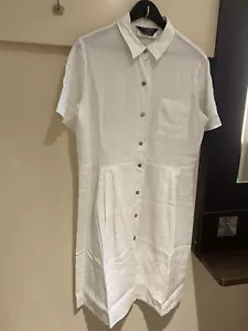MaxMara Weekend Pure Linen White Summer Dress Button A Line Midi Size M Max Mara - Picture 1 of 12