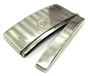 Art Deco A & J.Z. Sterling Silver Business Card Case 3.3/8 x 1.7/8” 49.56g - Picture 1 of 12