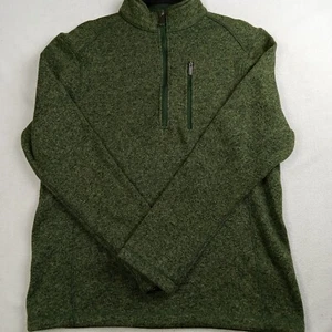 Woolrich 1/2 Zip Mens Green Fleece Pulliver Jacket Heathered - Picture 1 of 9