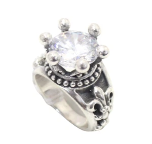 Da Uomo Fedina Argento Sterling 925 Francese Fiore Zircone Pietra Gioielli F611 - Foto 1 di 8