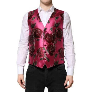 Chaleco DOLCE & GABBANA Rosa Floral Satén Formal Hombres Chaleco IT50/US40/L 1200usd - Imagen 1 de 7