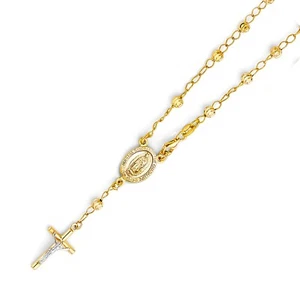 Gold 14K Gelbgold 4 mm Mondkugel Rosenkranz Armband - 7,25" - Bild 1 von 4