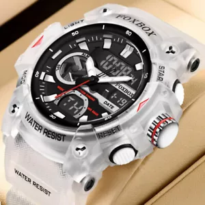 LIGE FOXBOX Herren Sportuhr Transparent Armbanduhr Chronograph Digital Jungenuhr - Bild 1 von 17