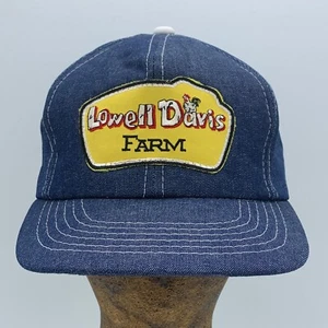De colección Lowell Davis Farm Denim Parche Frontal Snapback Camionero Gorra Gorra - Imagen 1 de 9