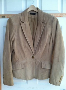 Hellbraun Wildleder Lederjacke Kontext Damen 12 Blazer - Bild 1 von 12