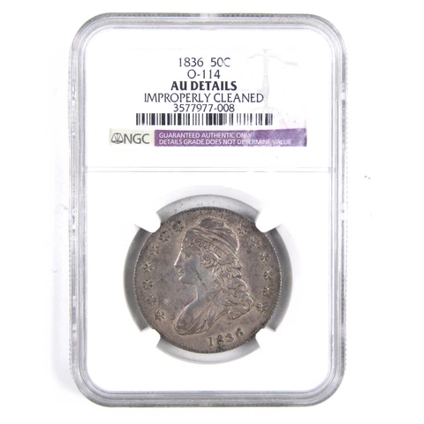 1836 O-114 Capped Bust Half Dollar AU Details NGC Silver 50c SKU:I2654 Cover