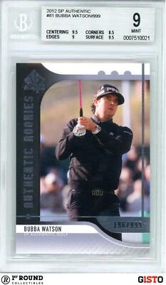 Cartão de novato autêntico Bubba Watson RC BGS 9: 2012 SP Gisto /999 - Imagem 1 de 4