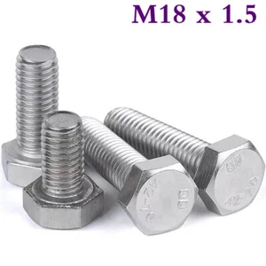 M18 x 1.5 Fine Pitch A2 Stainless Steel Fully Threaded Set Screws Hex Head Bolts - Picture 1 of 15