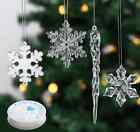 Anstore 24PCS Christmas Decoration Acrylic Snowflake Icicle Ornaments with Crys