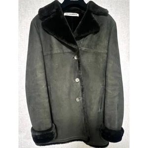 JIL SANDER Women's Shearling Coat Jacket Blouson Outer Leather Suede Black Used - Picture 1 of 4