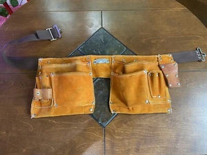 Vintage Wildleder Leder Werkzeuggürtel 11 Taschen + 2 Werkzeugträger schön! - Bild 1 von 10