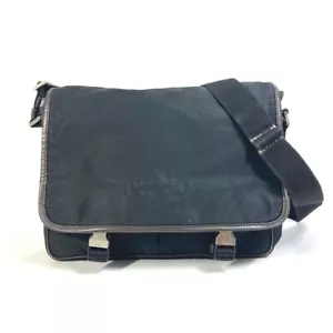 PRADA Triangle logo Messenger bag Bag Crossbody Shoulder Bag Black/Brown - Picture 1 of 17