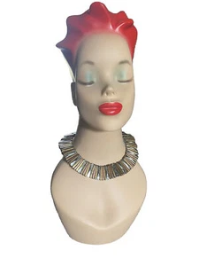 Schöne Damen-Halskette Metallic Holz Paneeled KRAGEN HALSKETTE Choker Statement 15"" - Bild 1 von 24
