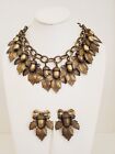 VTG R.J. Graziano Antiqued Bronze Color Metal Acorn Leaf Necklace & Earrings Set