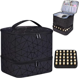 PU Leather Nail Polish Organizer and Nail Lamp Case, Nail Kit Organizer Holds 30 - Picture 1 of 12