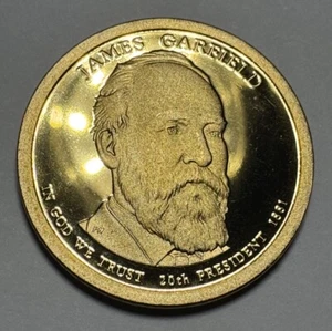 2011-S James Garfield Presidential Proof $1 Dollar Coin from US Mint Proof Set - Picture 1 of 9