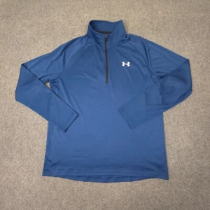 Under Armour Shirt Mens LARGE Blue Golf 1/4 Zip Long Sleeve loose fit Size L - Picture 1 of 9