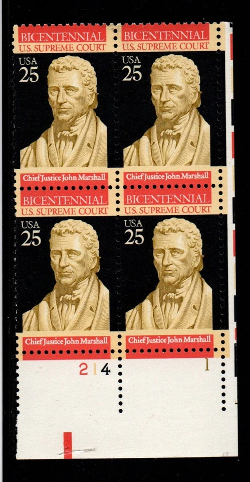 ALLYS STAMPS US Plate Block Scott #2415 25c U.S. Supreme Court [4] MNH F/VF STK - Image 1 of 1