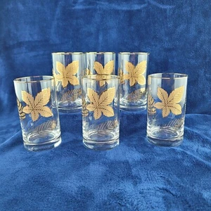 Vintage Libby Blattgold Klar Gläser 6er Set Longdrink 5" Hoch Mid Century - Bild 1 von 24