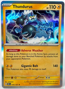 THUNDURUS Holo Raro Pokémon Fiamme Ossidiana Viola Scarlatta 70/197 - Foto 1 di 3
