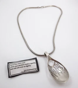 925 Silver Handmade Cut Out Sun Vintage Spoon & 18" Snake Chain Necklace 37.78g - Picture 1 of 17