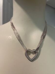 Sterling Silver .925 Diamonique 1.05ct Tw Heart Necklace