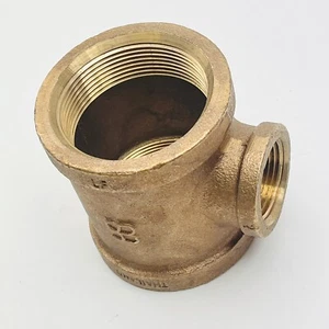 SA 2" X 2" X 1" NFPT REDUCING TEE-LF BRASS RED, STOCK MERIT BRASS XNL106-323216 - Picture 1 of 5