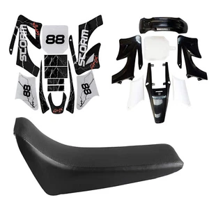 Black Plastics +Graphics Sticker+ Seat for Apollo Orion Pit pro Bike 110cc 125cc - Picture 1 of 8