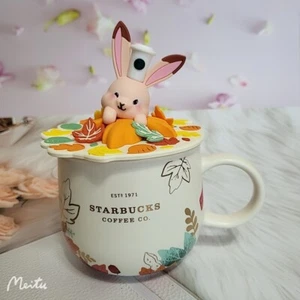 Starbucks China 2021 Autumn Forest Series Maple Leaf Mug Lovely Rabbit Lid Cup - Picture 1 of 5