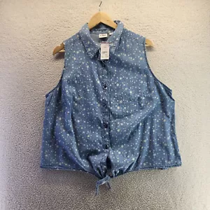NUEVA Camisa Cato Para Mujer 1X Azul Abotonada Sin Mangas Cuello Estrellas 100% Algodón - Imagen 1 de 14